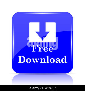 Kostenloser Download, blaue Website Symbolschaltfläche auf weißem Hintergrund. Stockfoto