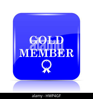 Gold-Mitglied, blaue Website Symbolschaltfläche auf weißem Hintergrund. Stockfoto