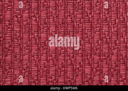 Dunkelroten gestrickte wollene Hintergrund mit einem Muster von flauschigen, weichen Tuch. Textur des Granat Textile Closeup. Stockfoto