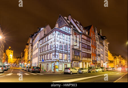 Häuser auf dem Damm in Straßburg - Elsass, Frankreich Stockfoto