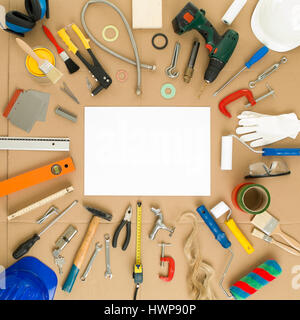 Satz von diy-Tools mit Platz für Text. Stockfoto