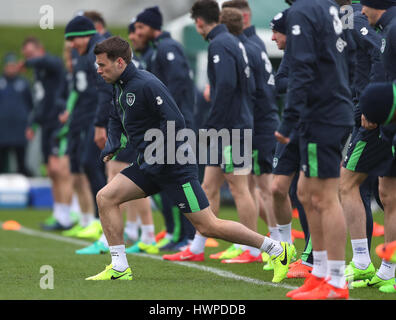 Republik Irland Seamus Coleman während einer Trainingseinheit im FAI National Training Center, Dublin. Stockfoto