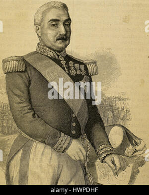 Aimable Pelissier, 1. Duc de Malakoff (1794-1864). Marschall von Frankreich. Porträt. Gravur. Stockfoto