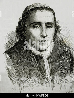 Papst Pius VII (1742-1823). Papst von 1800-1823. Porträt. Kupferstich, 1882. Stockfoto