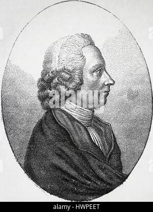 Joseph Priestley (1732-1804). Englischer Theologe, Naturphilosoph. Kupferstich, 1883. Porträt, gefärbt. Stockfoto