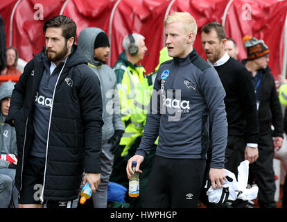 Derby County Jacob Butterfield (links) und Will Hughes (rechts) Stockfoto