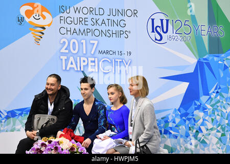 Taipei, Taiwan. 16. März 2017. Emiliya Kalehanova & Uladzislau Palkhouski (BLR) Eiskunstlauf: ISU World Junior Figure Skating Championships, Ice Dance Tanz in Taipei Arena in Taipei, Taiwan. Bildnachweis: AFLO SPORT/Alamy Live-Nachrichten Stockfoto