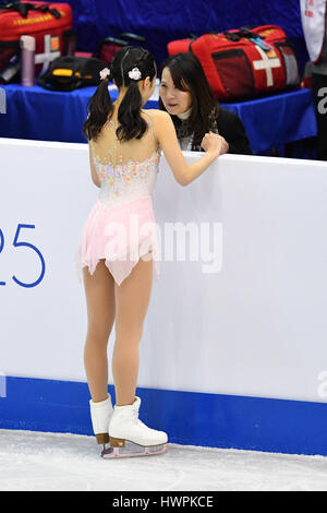 (L-R) /Marin Honda (JPN), Mie Hamada, 17. März 2017 - Figure Skating: ISU World Junior Figure Skating Championships, Frauen Kurzprogramm in Taipei Arena in Taipei, Taiwan.  (Foto: AFLO SPORT) Stockfoto