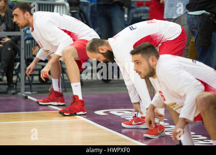 Belgrad, Serbien. 22. März 2017. Vassilis Spanoulis von Olympiakos Piräus in Aktion während der 2016/2017 Turkish Airlines EuroLeague regulären Saison Runde 27 Spiel zwischen Crvena Zvezda MTS Belgrad und Olympiakos Piräus in der Kombank Arena am 22. März 2017 in Belgrad, Serbien. Bildnachweis: Nikola Krstic/Alamy Live-Nachrichten Stockfoto