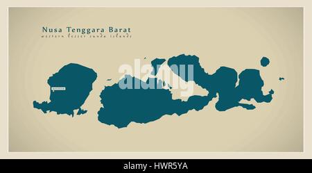 Moderne Karte - Nusa Tenggara Barat ID Stock Vektor