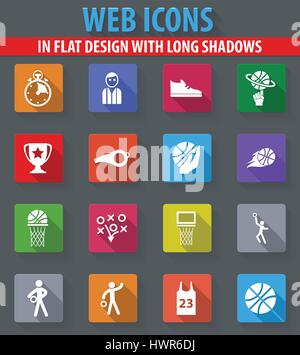Baseball-Web-Symbole im flat Design mit langen Schatten Stock Vektor