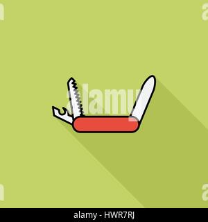 Messer-Symbol. Flache Vektor zugehörige Symbol mit langen Schatten für Web und mobile Anwendungen. Es kann als - Logo, Symbol, Piktogramm, Infografik-Element verwendet werden. Stock Vektor