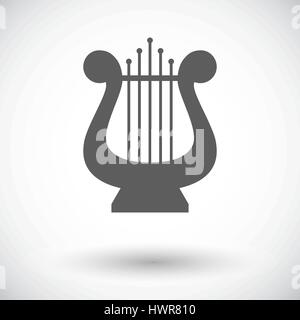 Lyra. Einzelne flache Symbol auf weißem Hintergrund. Vektor-Illustration. Stock Vektor