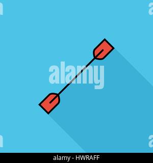 Paddel-Symbol. Flache Vektor zugehörige Symbol mit langen Schatten für Web und mobile Anwendungen. Es ist einsetzbar als - Infografik-Element, Symbol, Piktogramm, Logo Stock Vektor