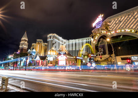 Las Vegas Strip bei Nacht - Las Vegas, Nevada, USA Stockfoto