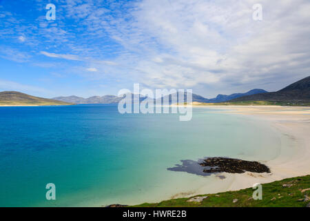 Blick über Sound z. und Traigh Sheileboist Strand nach Norden Harris Gebirge. Seilebost Insel Harris äußeren Hebriden Western Isles Schottland Stockfoto