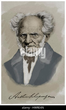 Arthur Schopenhauer. Deutscher Philosoph, 22. Februar 1788 - 21. September 1860 - Wagner wurde von seiner Philosophie beeinflusst. Stockfoto