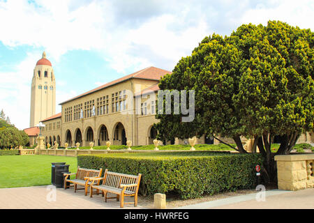 Stanford, CA - 3. April 2014: Stanford University Hoover Tower. Absolvierte er 1941, des 50-jährigen Jubiläums der Stanford University. Stockfoto