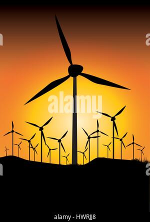 Alternative Energie viele Windkraftanlagen Stock Vektor