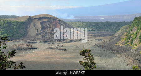 Blick über den alten Krater im Volcanoes National Park, Big Island von Hawaii Stockfoto