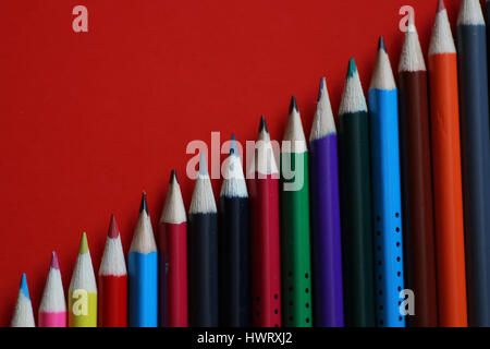 Schreibwaren roter Hintergrund Stockfoto