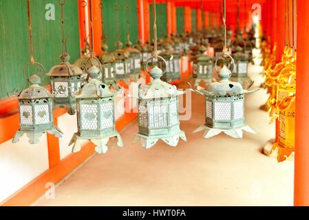 Dekorative Bronze Laternen in Kasuga Taisha von Nara, Japan Stockfoto