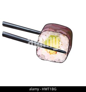 Sushi mit Stäbchen Stock Vektor