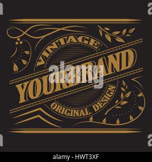 Antik-Label, Vintage-Rahmen-Design, Retro-Logo. Stock Vektor