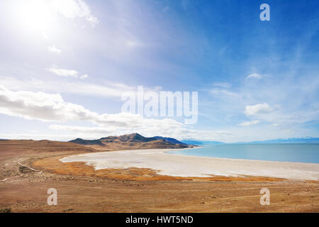 Ufer des Großen Salzsees auf Antelope Island Stockfoto