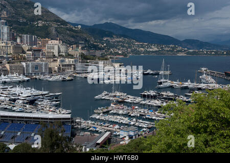 Blick über den Hafen Montecarlo im Fürstentum von Monaco Stockfoto