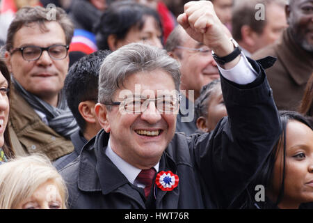 Paris, France.18th März 2017. Parade für die 6. Republik mit Jean-Luc Melenchon, Präsidentschaftskandidat, Paris, Frankreich am 18. März 2017. © Veroniq Stockfoto