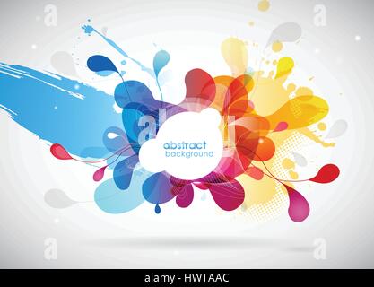 Abstrakte farbige Blumen Hintergrund mit Kreisen und Pinselstriche. Stock Vektor