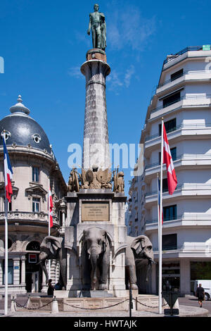 Die Elefanten-Brunnen, Symbol von Chambery, Hommage an allgemeinen de Boigne Bildhauers Sappey Stockfoto