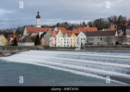 Blick über den mittelalterlichen Stadt Landsberg am Lech in Bayern, befindet sich auf der Romantische Straße. Stockfoto