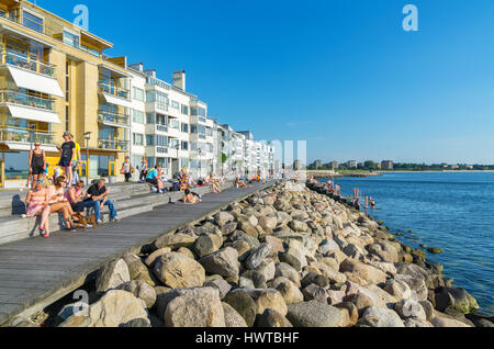 Promenade am Vastra Hamnen. Malmö, Skane, Schweden Stockfoto