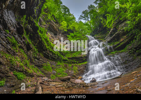 Der legendäre Dom fällt in Gauley Brücke West Virginia erwacht zum Leben mit Frühling Grünen und frischen Regen. Stockfoto