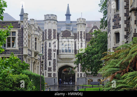 Der Torbogen von der University of Otago in Dunedin auf der Nordinsel Neuseelands Stockfoto