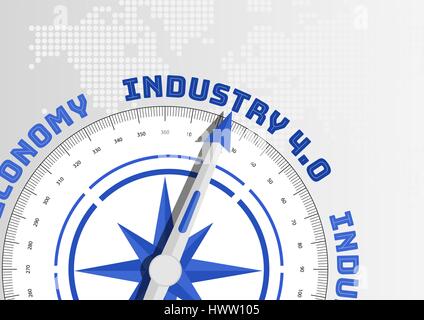 Kompassnadel zeigt in Richtung Industrie 4.0 Text als Konzept für das IOT Stock Vektor