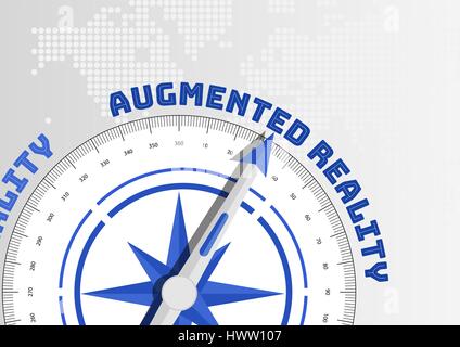 Kompass in Richtung Text Augmented Reality Stock Vektor