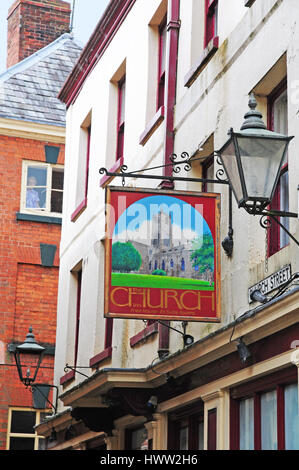 Melden Sie sich für die Kirche Wirtshaus, frei Haus und Inn, Ludlow. Stockfoto