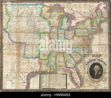 1835 Webster Karte der Vereinigten Staaten Geographicus Vereinigte Staaten Webster 1835 Stockfoto