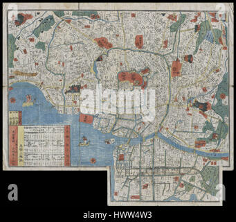 1850 Edo Periode Holzschnitt Karte von Edo oder Tokio Geographicus EdoSm Japan 1850 Stockfoto