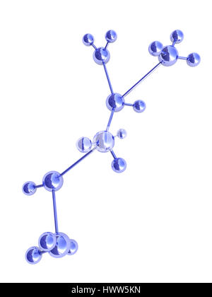 abstrakt 3d Illustration der Molekülstruktur isoliert auf weiß Stockfoto