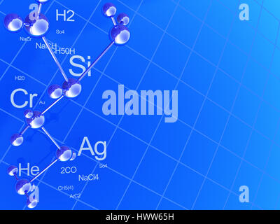 abstrakt 3d Illustration des blauen Chemie-Hintergrund Stockfoto