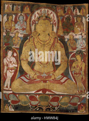 Buddha Amitayus von Bodhisattvas 11. Jahrhundert besucht. Metmuseum Stockfoto