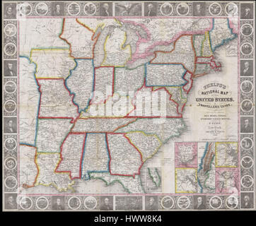 1848 Phelps Landeskarte der Vereinigten Staaten (Taschenkarte) Geographicus United States Phelps 1848 Stockfoto