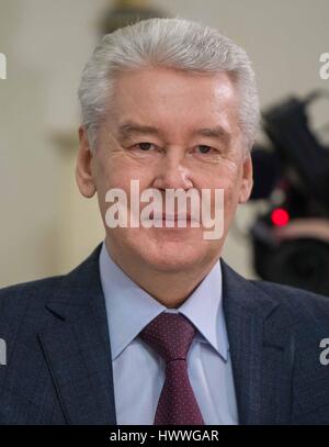 Moskau, Russland. 17. März 2017. Sergej Sobjanin, Bürgermeister von Moskau in Moskau, Russland, 17. März 2017 fotografiert. Foto: Peter Kneffel/Dpa/Alamy Live News Stockfoto