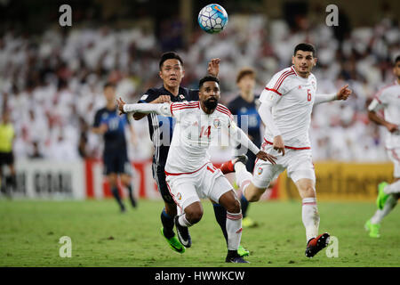 Hazza Bin Zayed Stadium, Al Ain, Vereinigte Arabische Emirate. 23. März 2017. Yuya Kubo (JPN), 23. März 2017 - Fußball: FIFA World Cup 2018 Qualifikation Finalrunde Übereinstimmung zwischen den Vereinigten Arabischen Emiraten und Japan bei Hazza Bin Zayed Stadium, Al Ain, Vereinigte Arabische Emirate. Bildnachweis: AFLO/Alamy Live-Nachrichten Stockfoto