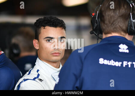 Albert Park, Melbourne, Australien. 24. März 2017. Pascal Wehrlein (GER) #94 von das Sauber F1 Team bereitet in zwei Übungsbeispiel am der 2017 Australian Formula One Grand Prix im Albert Park in Melbourne, Australien zu gehen. Sydney Low/Cal Sport Media/Alamy Live-Nachrichten Stockfoto