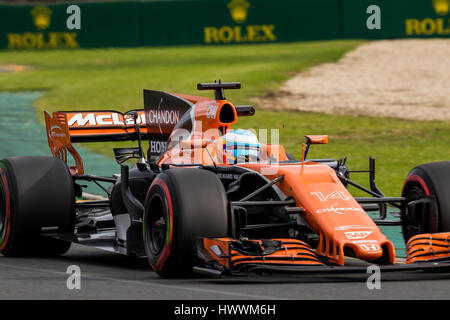Melbourne, Australien. 24. März 2017. Fernando ALONSO ESP 14 fahren für MCLAREN-HONDA Formel1-TEAM während der 2017 Formel 1 Rolex Australian Grand Prix, Australien am 24. März 2017. Bildnachweis: Dave Hewison Sport/Alamy Live-Nachrichten Stockfoto